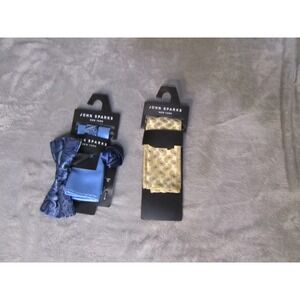 John Sparks New York Mens Navy Paisley Bow Tie Set and Yellow Pocket Square‎ New